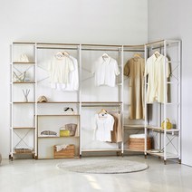 상도가구 모던하임 화이트 3400 코너 박스형 수납 행거