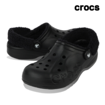 크록스 바야 라인드 퍼즈 스트랩 클로그 털 샌들 슬리퍼 블랙 206633-060