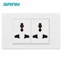 농업용굴삭기 미니굴삭기SRAN 더블 잭 전기 콘센트 PC 난연성 소재 패널 118*72mm 16A 250V 범용 3 홀 벽, 01 PC panel White