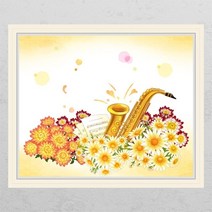 기타 바보사랑[꾸밈]cj840-꽃밭의색소폰_창문그림액자, A타입-내부창문형