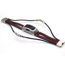 Goseat-PU 가죽 메탈 교체 시계 스트랩 밴드 손목 Fitbit Ace 2 용 케이스 커버 포함 인스파이어 HR 스마, 02 Black