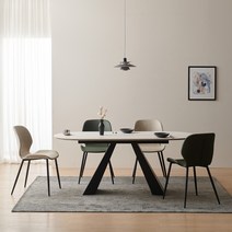 카멜 타원형 6인용 포세린 세라믹 식탁 세트 1600 (의자4), 1600테이블, 링컨화이트, 루트베이지4