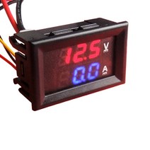 듀얼 디지털 LED 디스플레이 전류 전압계 멀티미터 패널 테스터 게이지 모니터 션트 DC 100V 블루 레드, 한개옵션0