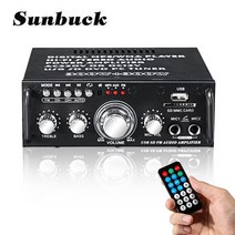 스피커앰프 SUNBUCK AV 전력 증폭기 2.0 채널 오디오 홈 시어터 DC 12V 110V/220V 지원 EQ FM SD USB 2 Mic 5.0 bluetooth, 러시아, Black 263BT, US Plug