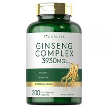 인삼 추출물 복합체 | 200캡슐 비GMO 및 글루텐 프리 전통 한방 뿌리 보충 by 칼