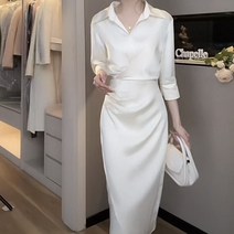 Z3JC 봄여름 법 순색 트임 슬림핏입니다 여성 롱원피스