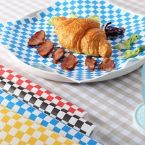 릴스베이 왁스페이퍼 체커보드 체크 샌드위치 포장지 김밥 베이킹 토스트 빵 떡 포장 50매, 레드(50매)