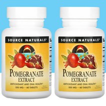Source Naturals 소스 네츄럴 Pomegranate 석류 500mg 60정 2개묶음 포메그란테 엘라그산 함유