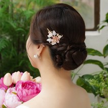 살롱드메리 컬러플라워 셀프 웨딩 헤어코사지 헤어핀 한복 혼주 뒤꽂이 올림머리장식
