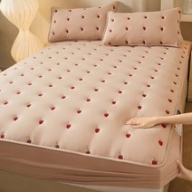 매트리스 커버 퀸 사이즈 탄성 침대 시트 자수 베갯잇 주문 필요 90x200, caomei coffee_2pillowcase 48x7