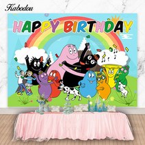 Kabodou Barbapapa 가족 사진 배경 생일 축하 베이비 샤워 장식 배너, 02 02_17 Polyester 250x180cm