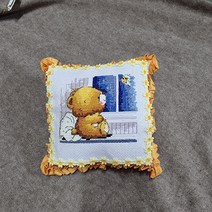 곰돌이십자수주차쿠션완성품선물용으로도좋아요