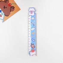 내일내꺼 캐릭터 아크릴 직척 문구 눈금자, 밀크티 곰돌이