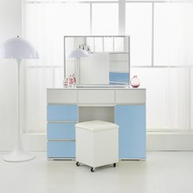 가구에반하다 레인보우 수납 화장대 의자셋트, 스카이