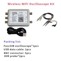Fosc53B 무선 와이파이 USB 5 채널 오실로스코프 자동차 검사 및 수리 도구 40M 프로브 2, 1.다크 그레이