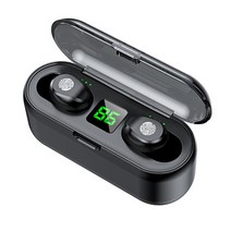 TWS F9 Wireless Headphone Sport Bluetooth Touch Mini Earbuds Stereo Bass with 2000mah, Color Black