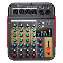 Tiimge 전문 오디오 믹서 사운드 보드 6채널 디지털 블루투스 컴퓨터 호환 입력 DJ 컨트롤러 48V 팬텀 파워 스테레오 L/R 녹음 스트리밍 노래 파티 KTV에 사용