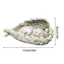 묘비석 애완동물 반려견 반려묘 수지 잠자는 천사 개 고양이 동상 날개 동물 조각 입상 애완 기념 묘비 장