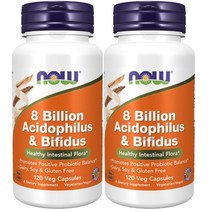 나우푸드 80억 아시도필러스 & 비피더스 유산균 베지 캡슐 글루텐 프리, 120개입, 2개
