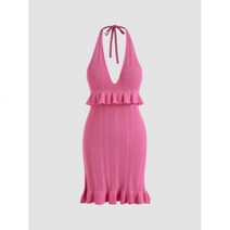 샵사이다 CIDER Knit Ruffle Mini Halter Dress 512842