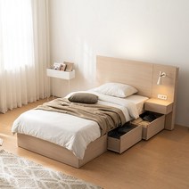[5만원 즉시할인][스칸디아]스테이 슈퍼싱글&퀸&킹&라지킹 호텔 LED 수납침대 + 30T 프리미엄 독립스프링 매트리스 포함, 애쉬, 01. 슈퍼싱글(프레임+매트리스 포함)