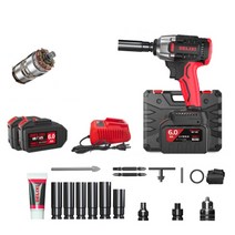 무선 전동 임팩 렌치 드릴 드라이버 라쳇 충전 핸드 타이어 휠 교체 브러시리스 무솔 모터, 7. 플레그십_배터리(6Ah)x2+패키지세트