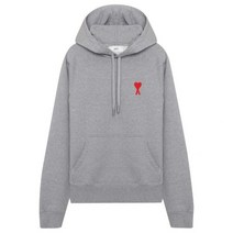 AMI 아미 23 체인스티치 하트 로고 루프백 오가닉 코튼 후드티 (USW204 747 0501)