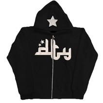 남성 스타 레터 프린트 후드 하라주쿠 하이 스트리트 스웨터 Y2K 스트리트웨어 힙합 고딕 집업 루스 자켓 코트