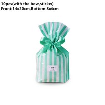 나비 넥타이 스트라이프 Dragee 캔디 블랙 선물 가방 웨딩 생일 쿠키 가방 플라스틱 포장 선물 가방 포장 용품 10 개, Bowgreenstripe