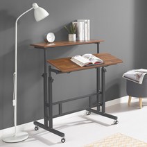 리빙위즈 렉턴 스탠딩 데스크 책상 800, 블랙+멀바우