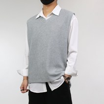 콘피아르 브이넥 언발 트임 골지 니트베스트 TC8302W