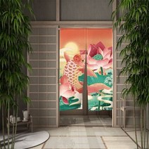 중문커튼 방풍 비닐 커튼 자석형 방한문 중문일본 우키요-전자 도어 커튼 잉어 크레인 출입구 벚꽃 리넨 장, 13 CLX00102_02 70x120cm