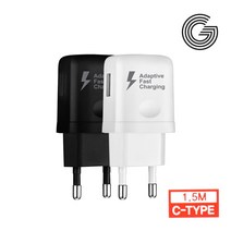 COMS 갤럭시S20/갤럭시S20+ 초고속 가정용 충전기 C type 케이블 1.5m/화이트/블랙, 1개, SR2310-White