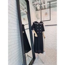 [반다리] 빅카라 더블 플리츠 롱원피스