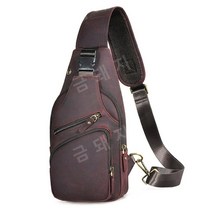 크레이지 호스 가죽 캐주얼 삼각형 가슴 슬링 가방, 사이즈