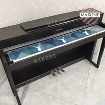 Makone 상표등록 전자 피아노 키보드 88키 먼지 덮개 린넨 천 커버, 키보드 천 + 페달 커버 (웰컴 스프링)