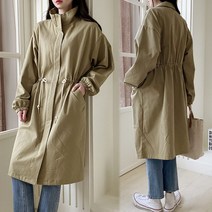 [여시몰6047국내제작]집업 스트링 하이넥 면 롱야상/봄 가을 여성 롱야상 사파리 점퍼 바람막이 바바리 트렌치 캐주얼 청바지 트레이닝 티셔츠 레깅스 코디