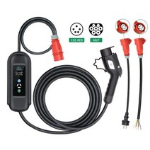 전기차충전기 ISIGMA 전기 자동차 충전용 EV 충전기 레벨 2 11KW 16A 3 상 GBT 플러그 5M 케이블 CEE 레드 8A 10A 13A 16A 조절, Add two adaptos