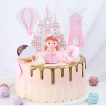 생일축하케이크 토퍼, (총5P)핑크공주케이크토퍼