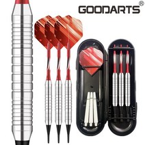 다트기계 다트핀 GOODARTS 소프트 팁 다트 18g 전문 세트 알루미늄 샤프트 전자 보드 케이스 실내 게임용 3 개, [09] Sred