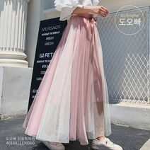 도오빠 여성 쉬폰 롱스커트 발레리나 스커트 밴딩 리본 러블리 맥시 패션 데일리 캐주얼 여자스커트 치마 드레스 20대 30대 미시 청순 스타일리쉬