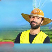 쿨링 안전모 작업모 목 가리개 농사 밀짚 랜턴 방수, 노랑부채 밀짚모자 Y3000+밀짚챙