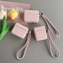 아폰케 에어팟 패딩 케이스 스트랩, 에어팟프로2 핑크