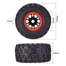 RC카타이어 hobby ax-3013 170mm 휠 타이어 타이어 17mm 육각 18 rc 몬스터 트럭 hpi savage flux hsp hpi losi hsp, 블랙 레드