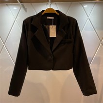 [밸리걸] SH01 블랙 원버튼 블레이저 크롭 자켓 588740
