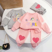 아동복 여아 상하세트 유니콘 투피스 하트 키즈상하복 긴팔 긴바지 세트 유아트레이닝복
