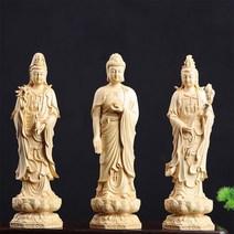 반가사유상 미니어처 굿즈 회양목 서삼불 조각 나무 사규무니 관음상 예배 집 장식 20 cm 30cm, [01] 20CM, [04] ABC