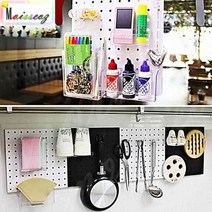 SBAKN 페그보 세트 소품 공구 정리 인테리어 흰색+부착용 벽걸이선반 아크릴타공판, 검정+부착용