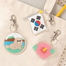 미리사몰B 외계인 보석십자수 키링 만들기 세트 열쇠고리 키트 DIY 공예 미술 놀이 초등 돌봄, 외계인 보석십자수 키링:위티
