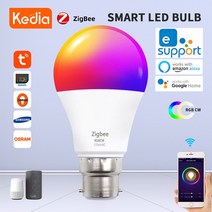 스마트 전구 조명 IOT Kedia-Tuya RGB B22 LED 지능형 밝기 조절 RGBW 지그비 컬러 램프 Alexa Google 홈 음성 제어 라이트, [01] B22 9W, [01] 1pc, [01] Zigbee Version